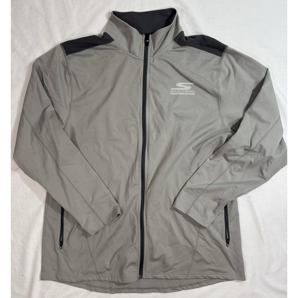Skechers Performance Men's 2XL Gray Running‎ Jacket Full Zip Two Tone